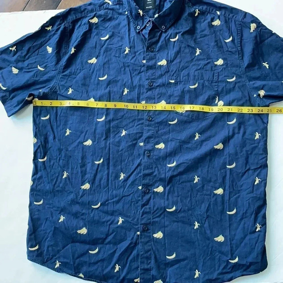 Visive Novelty bananas Print Short Sleeve Button Down, navy blue. Men’s 2 XL - Picture 3 of 10